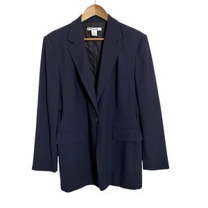 Nygard Collection Blazer Suit Jacket Womens 14 Navy Blue Lined Single Button NWT